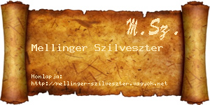 Mellinger Szilveszter névjegykártya